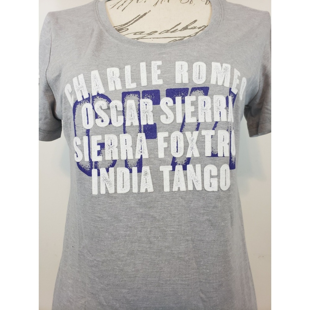 Reebok CrossFit Womens L Grey Charlie Romeo‎ Oscar Sierra Sierra Fox India Tango